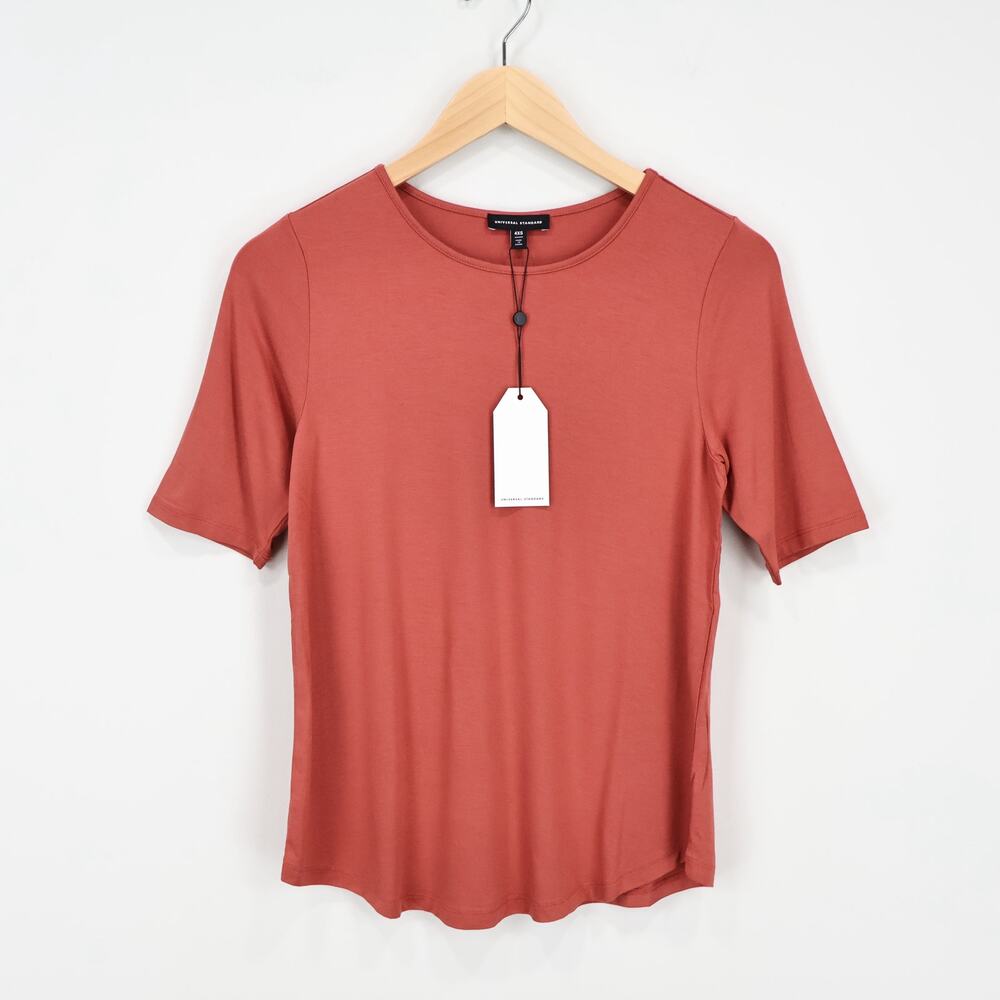 Universal Standard Lily Liquid Jersey Crew Neck Stovepipe Top Marsala 4XS 0 NWT